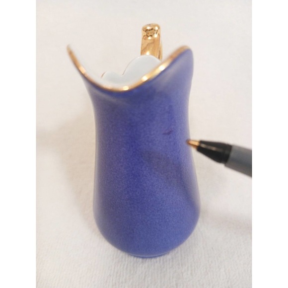 J. Godinger & Co. Antique Blue 14k Gold Leaf Handle Cream Pitcher RARE COLLECT! - Picture 6 of 11